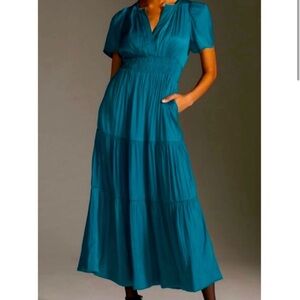 Anthropologie somerset turquoise maxi dress